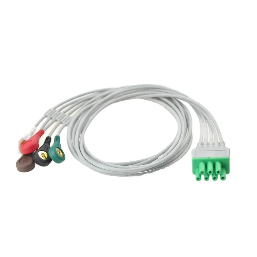 

Holter Recorder ECG Patient Cable 7 Pin 3 Leads Snap 4.0 AHA Standard for Mindray EY6302B Telemetry Monitor ECG Leadwire TEL 100