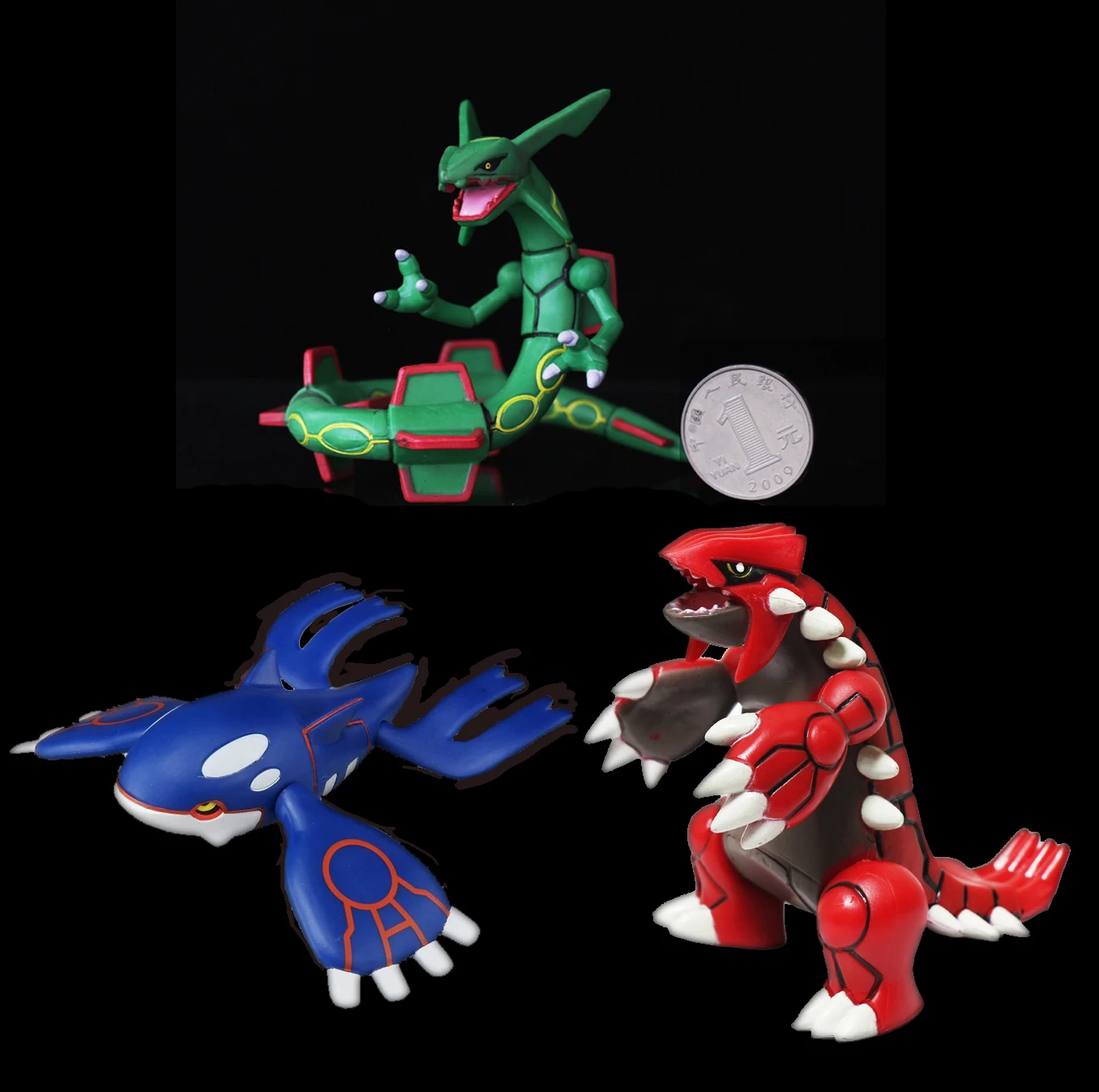 Clear Kyogre Rayquaza Groudon Pokemon Monster Collection Figure Tomy  1.25-1.8in