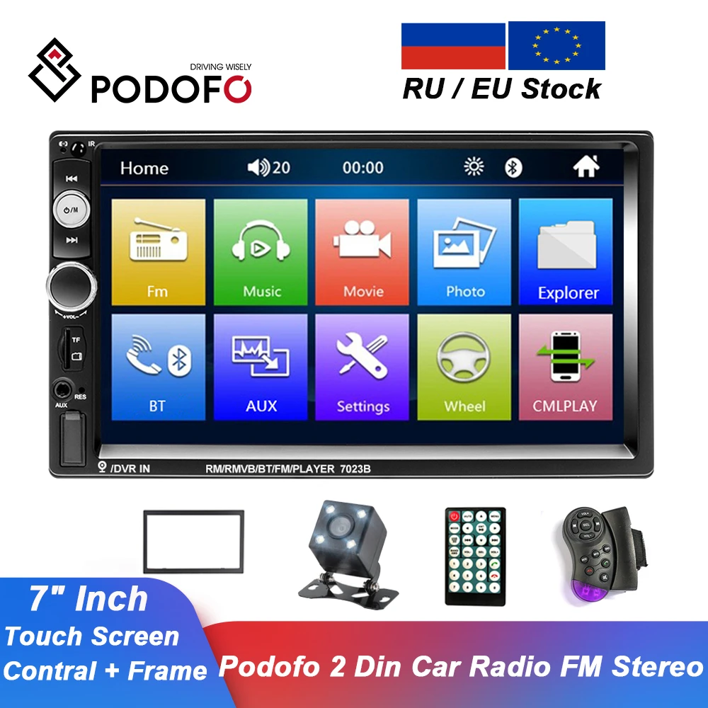 Автомагнитола Podofo 2 Din 7 дюймов Bluetooth 12 В | Автомобили и мотоциклы