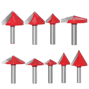 

8mm Shank V Groove 3D Router Bits CNC Solid Carbide End Mill 90 120 150 Degree W NEW