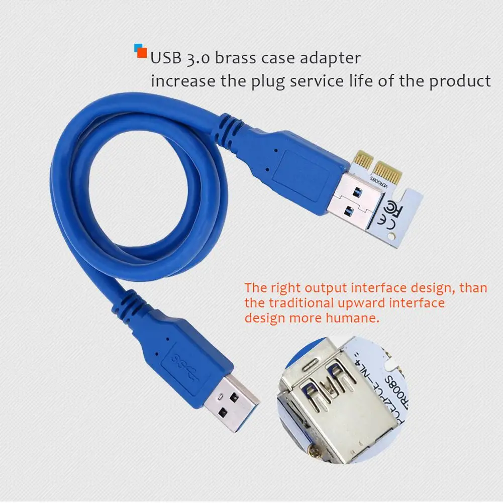 New White PCI-E Riser 008 Express 1X 4x 8x 16x Extender PCI E USB Riser 008S Adapter Card SATA 15pin For BTC Mining Miner