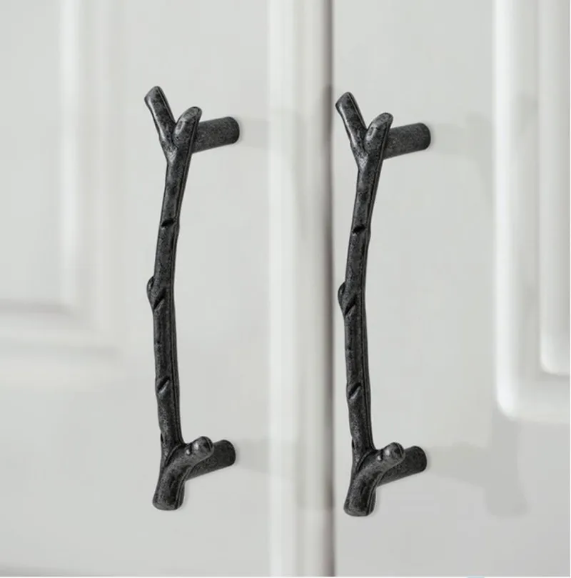 2pcs free shipping  96mm forest design furniture handle 64mm fashion dresser Handle Matte black Kitchen Cabinets Pulls cupboard 128mm cup shell handle  