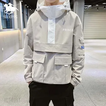 

Spring Autumn Mens Solid color Hoodie Jackets Windbreaker streetwear Causal Male Jacket Outwear Plus Size Brand Clothing 2019