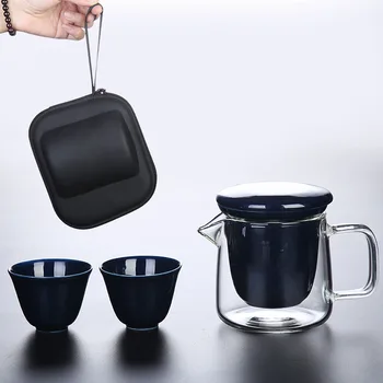 

TANGPIN glass and ceramic teapot with 2 cups a tea sets portable tea set drinkware