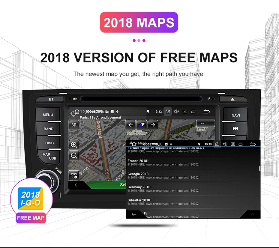 Cheap Android Bluetooth Autoradio Vehicle GPS Navigation for Audi A6 DSP Auto Radio 2 Din Touch Screen Car Multimedia Player Parktroni 7