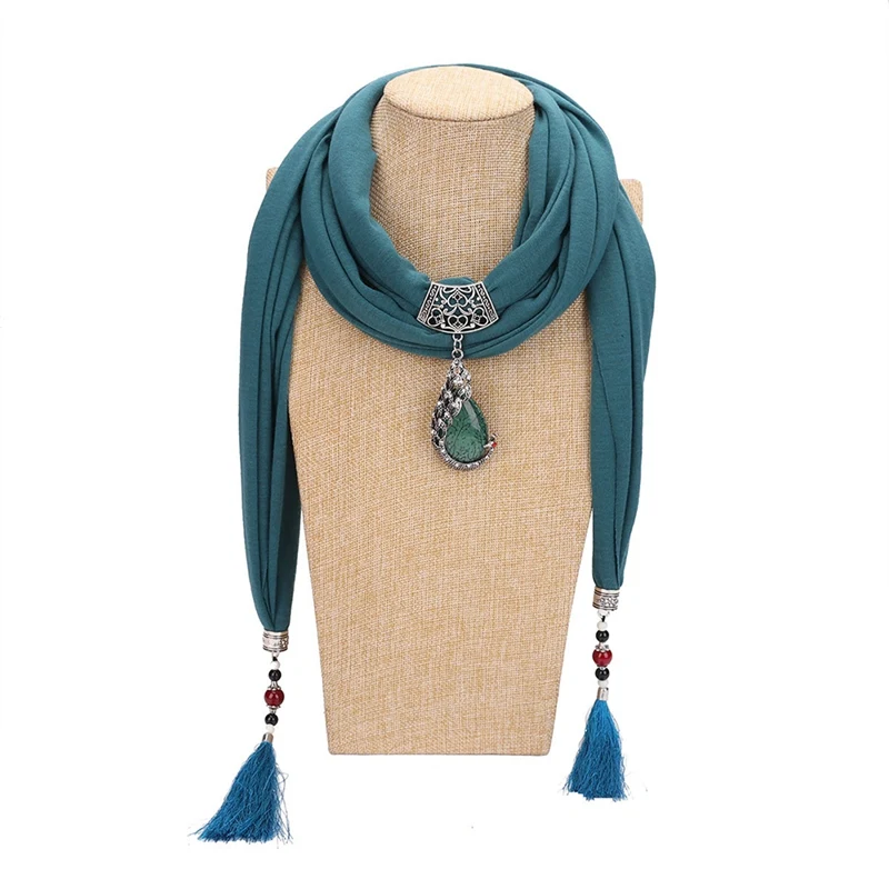 Женский модный шарф Повседневный этнический стиль керамические бусины декоративная бахрома подвеска Павлин Шарф