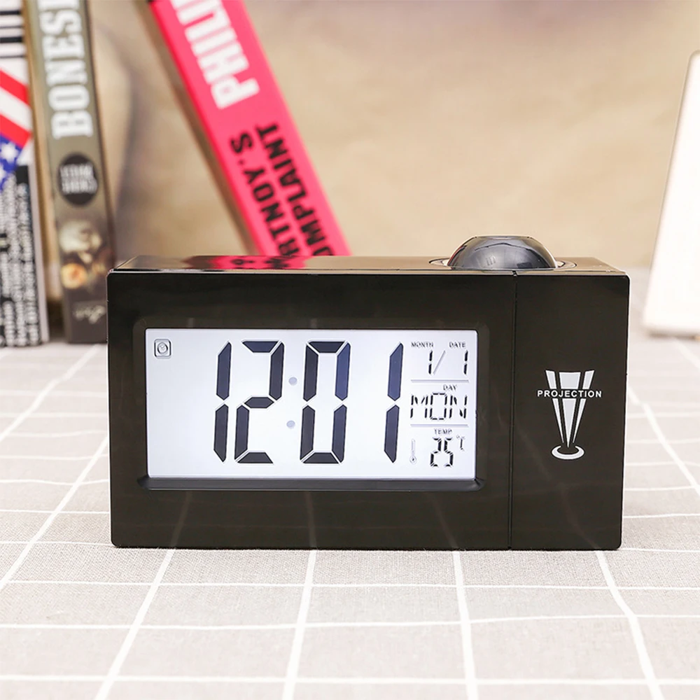Проекционный будильник потолочный дисплей Повтор Настольные часы с температурой Многофункциональные цифровые светодиодные часы с usb-кабелем