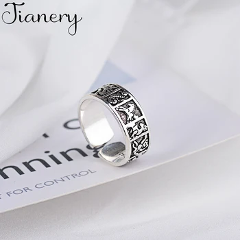 

JIANERY Korean Trendy 925 Sterling Silver Horse Rings For Women Lady Men Antique Rings Thai Silver Jewelry