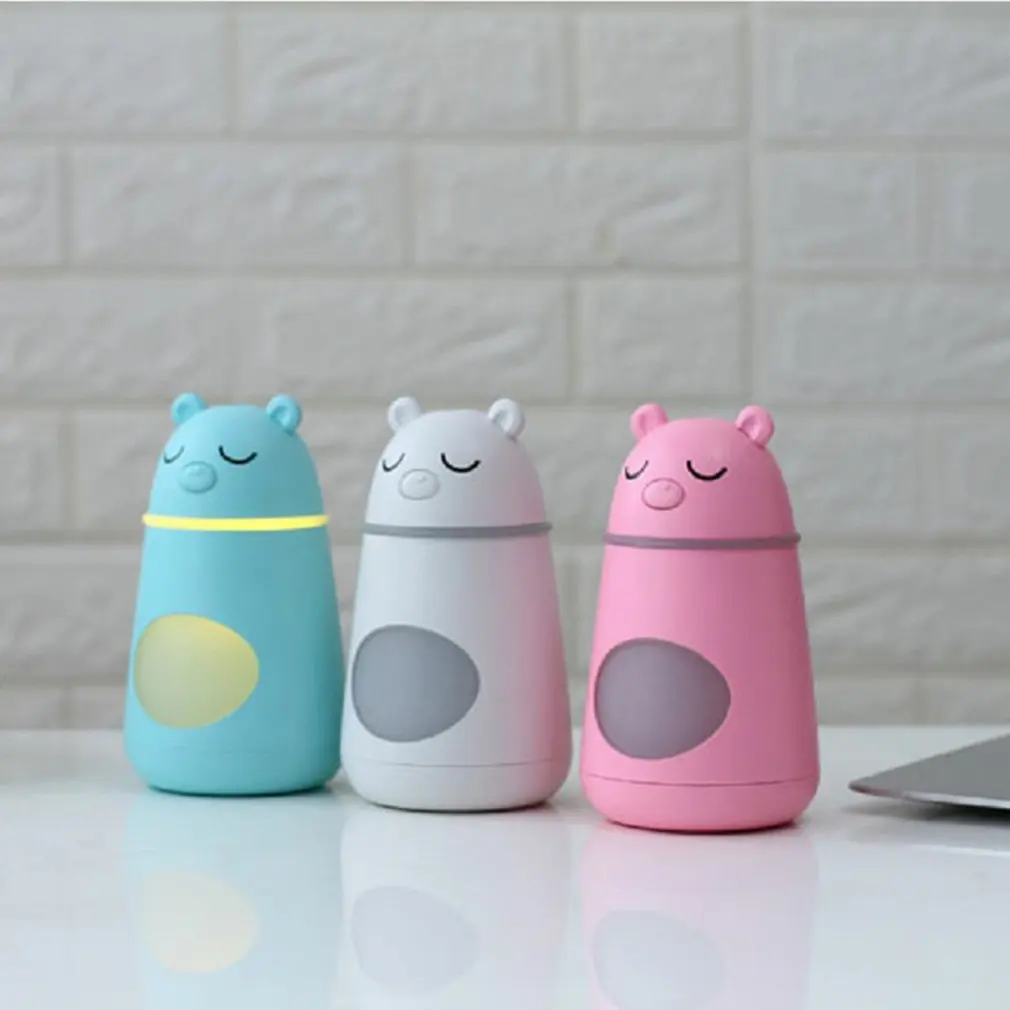 Милый мини-увлажнитель в форме медведя, usb-диффузор, очиститель воздуха, распылитель, светодиодный мультипликационный увлажнитель для дома, спальни