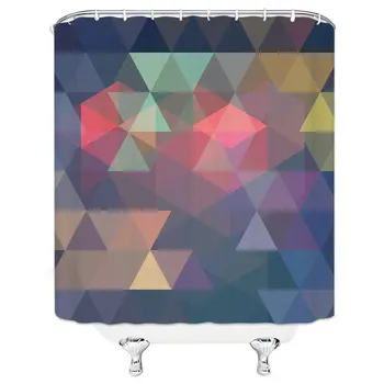 

Fashion Personality Geometric Pattern Pink Purple Yellow Black Gray Hanging Shower Curtain Waterproof Mildew Polyester Cloth