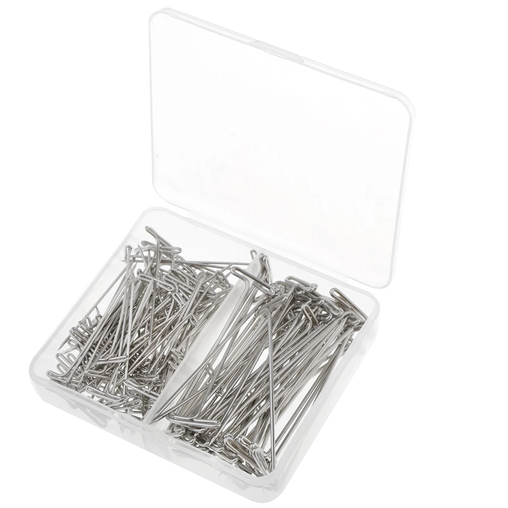 150 Pack Wig T-Pins 2 Inch with Plastic Box, Silver, Get for Pinning Knitting for Blocking