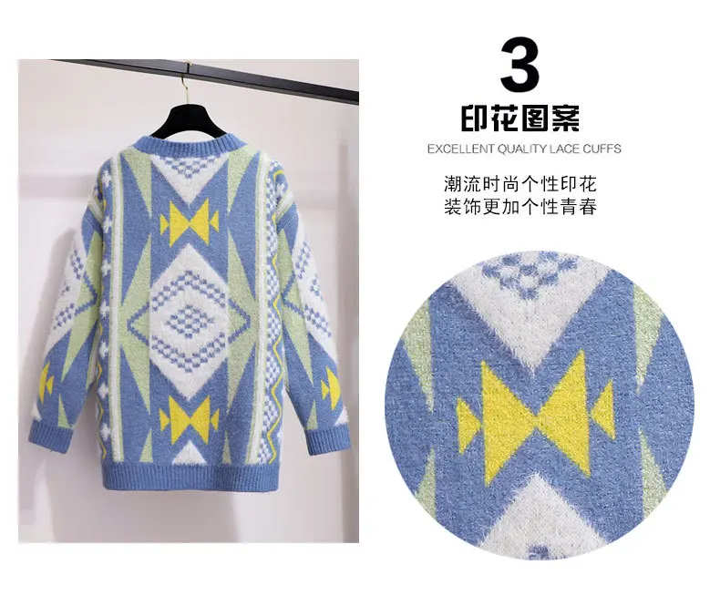 2XL~ 5XL женский Зимний толстый свободный свитер вязаный кардиган с v-образным вырезом однобортный Вязаный Длинный топ для отдыха B702