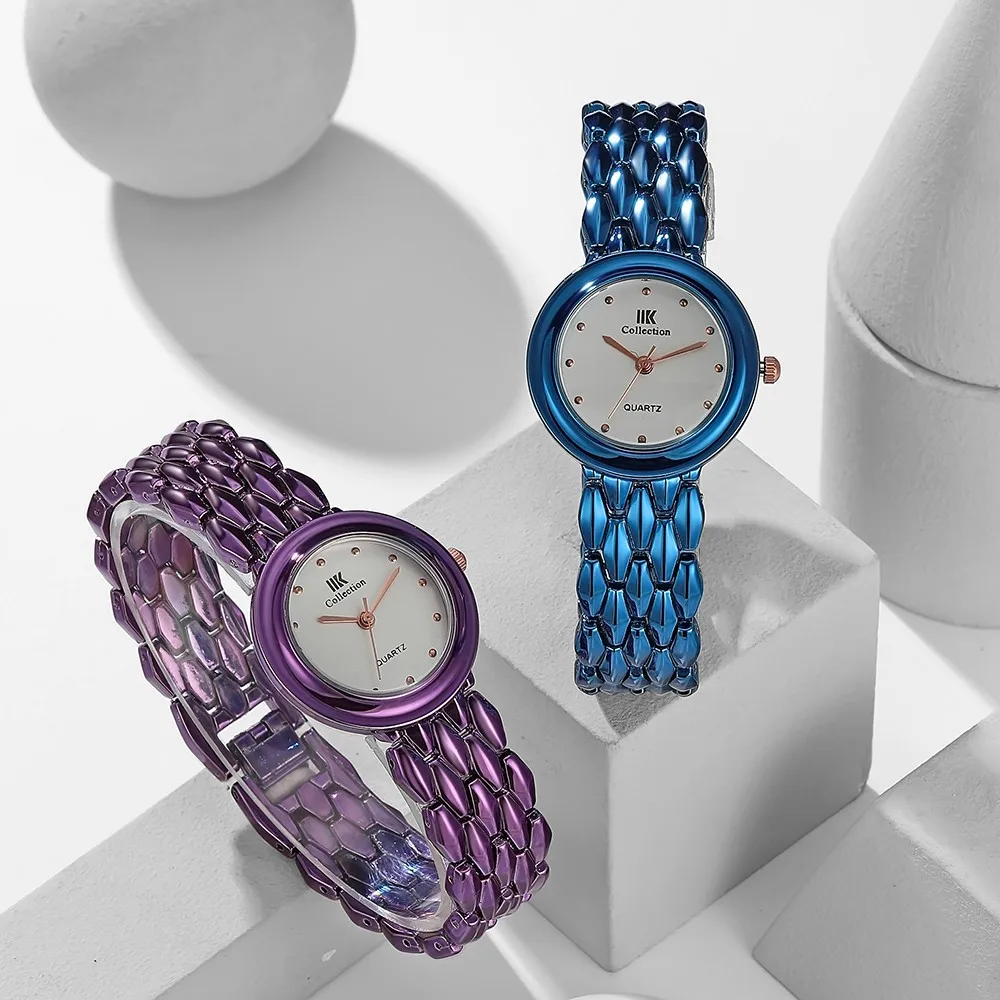 

Watch Women Round Nail 6 Rib Steel Belt Set Ladies Quartz Watch Round Wristwatch Clock Gift Zegarek Damski Casual Fashion#W