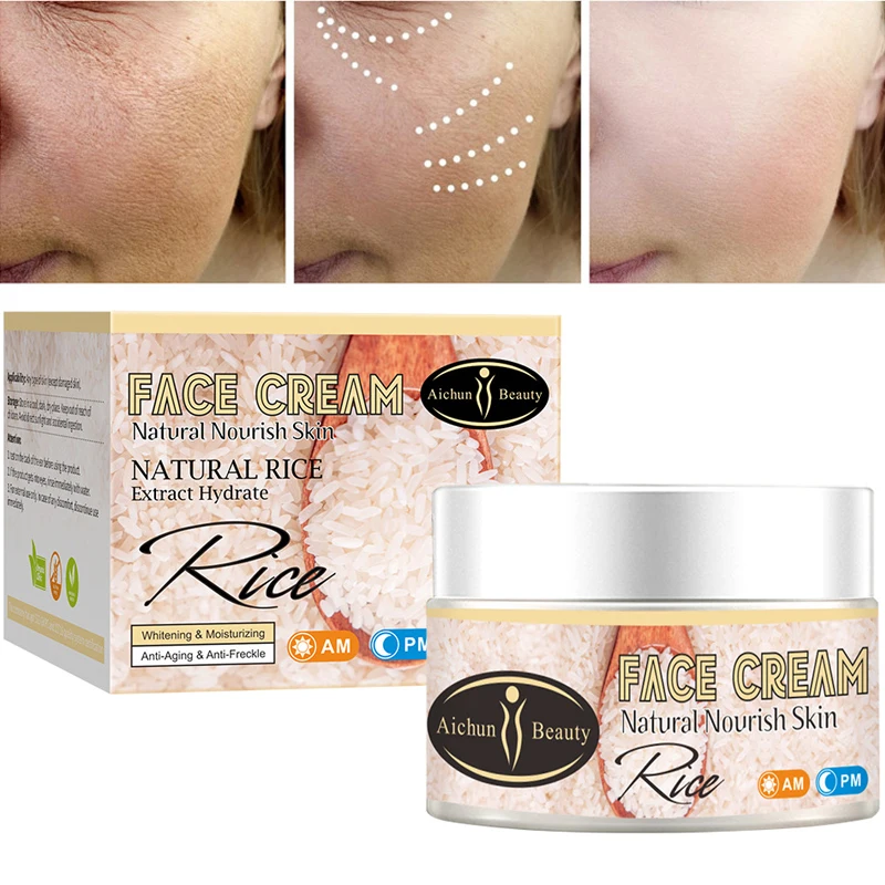 Rice Face Cream For Dry Skin Care Whitening Snail Essence Brighten