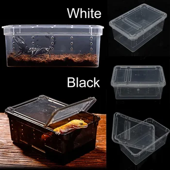 

19x12.5x7.5cm Terrarium for reptiles Transparent Plastic Box Insect Reptile Transport Breeding Live Food Feeding Box