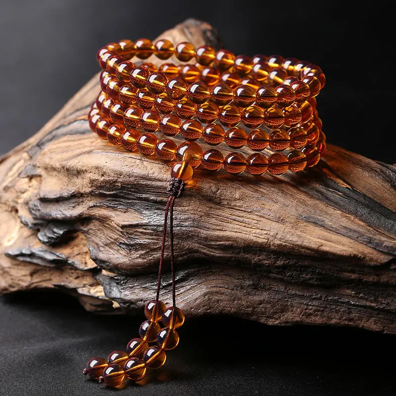 Myanmar Amber Beeswax Bracelet 108 Multi-circle Sweater Chain Men and Women Beads Single Circle Gift Bracelets for | Украшения и
