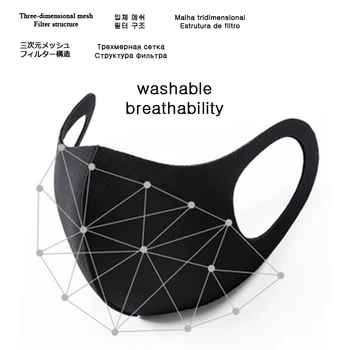 

Reusable Black Mouth Mask Fashion Anti Dust Mask Adult Children Mouth-muffle Washable Flu Face Masks Care Men Women Respirator