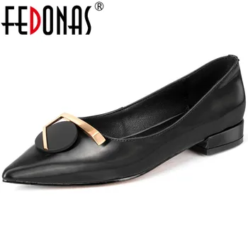 

FEDONAS Office Lady Basic Loafers Women Classic Pointed Toe Thick Heels Pumps Spring Summer Metal Decoration Concise Shoes Woman