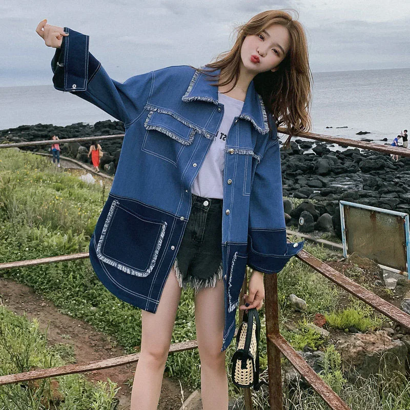 

Graceful Coat Women's 2019 Spring And Autumn New Style Korean-style Loose Retro Hong Kong Flavor Workwear Cowboy Short Coat Scho