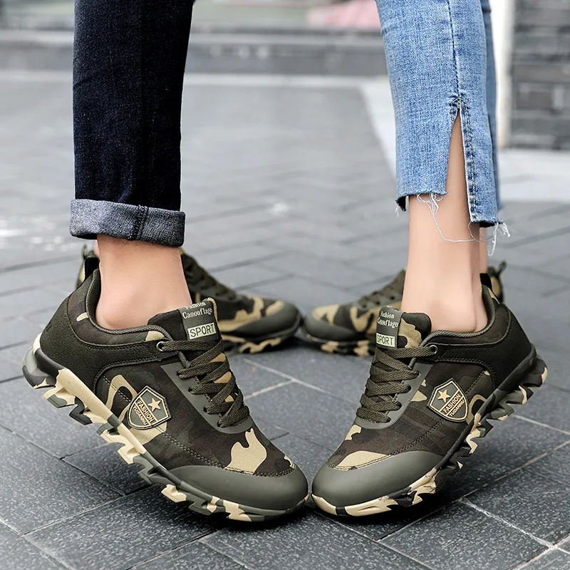 

2019 Spring And Autumn New Style Flat Athletic Shoes Men And Women Camouflage Shoes Army Fans Travel Shoes jun xun xie Canvas Sh