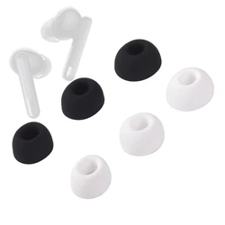 Premium Silicone Ear Tips - 6 Pack, Noise Reduction, Oval Design (Black - Large 3pairs)