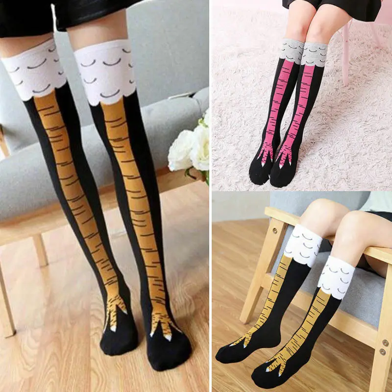 Women Girl Above/Below Knee-High Socks Chicken Leg Long Thigh Stockings New Fashion Autumn Funny Cotton Stockings