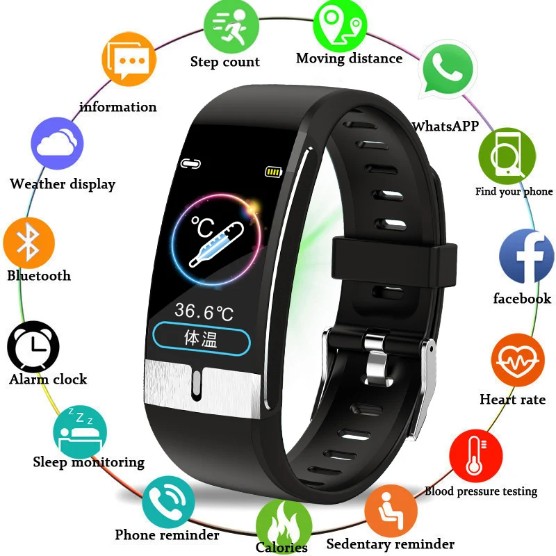2021 NEW E66 Smart Watch ECG PPG Wristband Temperature Measurement Heart Rate Pressure Oxygen Health Bracelet Smart Band
