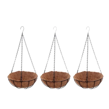 

3Pc30cm Idyllic Coconut Palm Hanging Basket Cafe Wall Top Small Fresh Ornaments Flower Shop Wall Creative Flower Pot