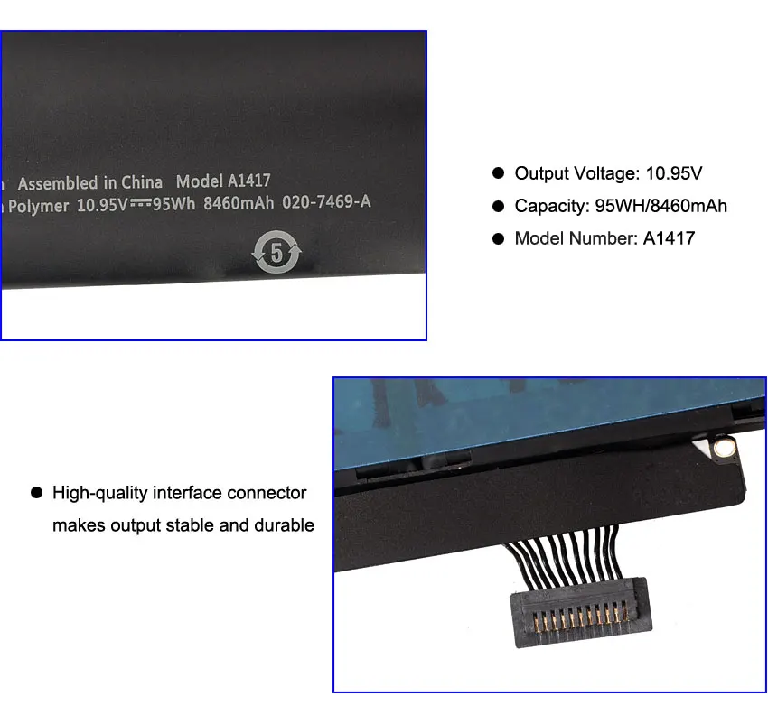 Аккумулятор KingSener для ноутбука Apple A1417 A1398 (версия 2012 Ранняя 2013) MacBook Retina Pro 15 дюймов