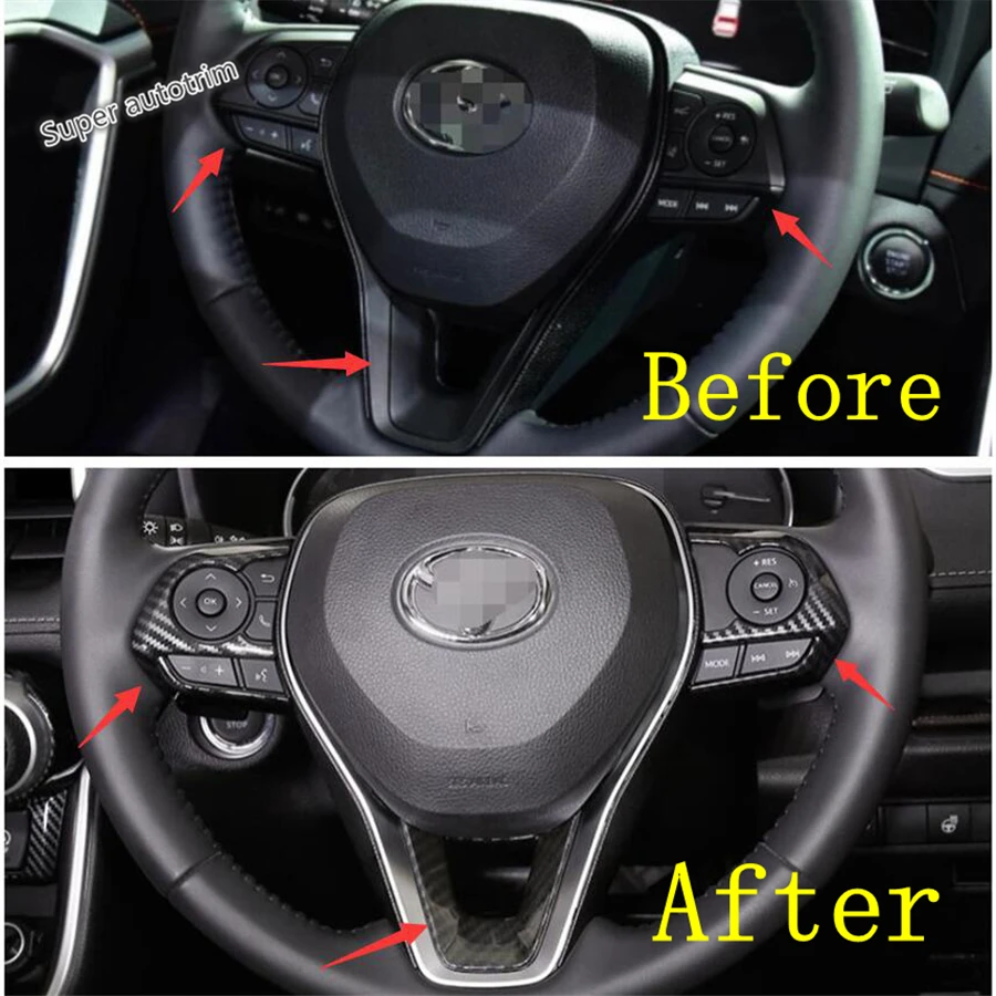 Lapetus Авто Рулевое колесо украшение крышка отделка Подходит для Toyota Corolla углеродного волокна ABS/аксессуары интерьер