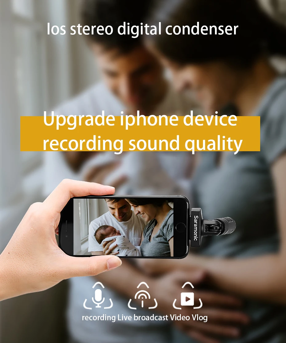 Saramonic SmartMic Di стерео цифровой конденсаторный видео микрофон для IOS iPhone iPad мини четкая Запись видео Vlog Live Broadcast Mic