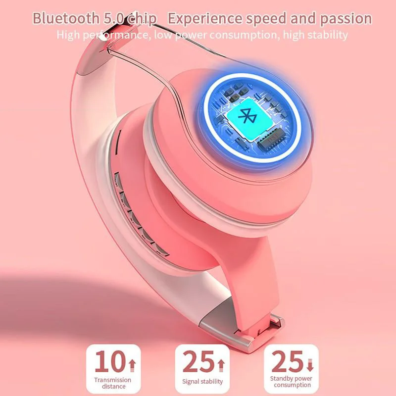 Wireless Bluetooth 5 0 Music Earphone Cute Bluetooth Headset Support Radio Bluetooth Headset