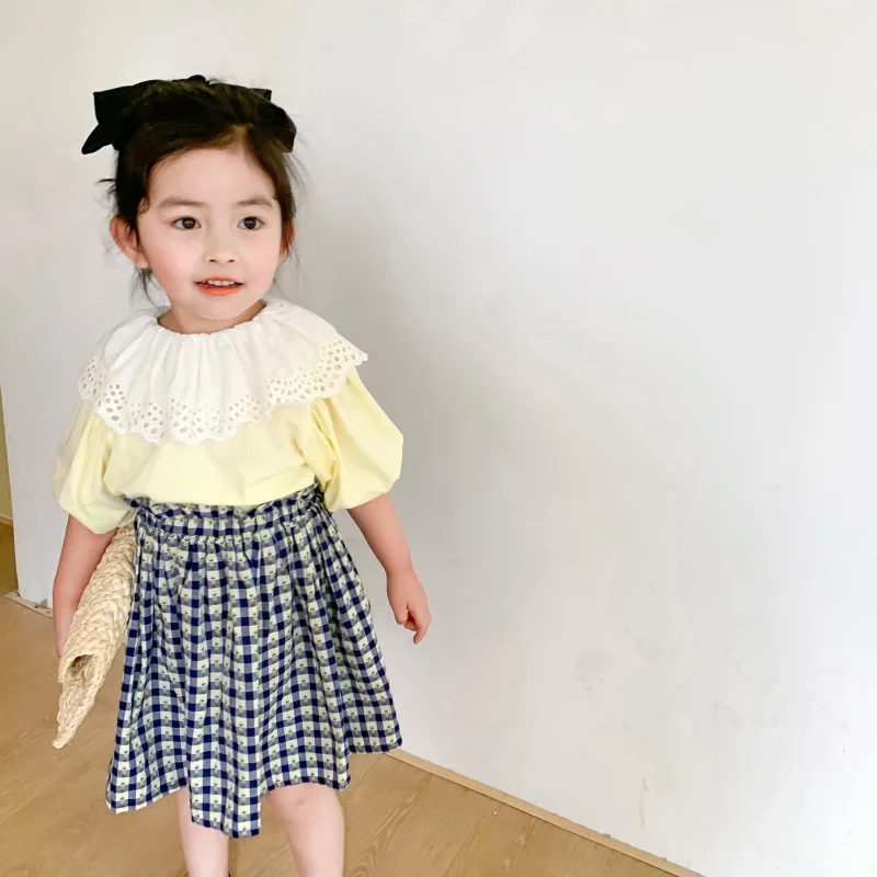 Roupas de Verão Menina do Bebê Vento a Linha Verão Crianças Novas Meninas Xadrez Algodão Causal Saia Faculdade Moda Saias 2020 25 meninas xadrez algodão causal saia menina do