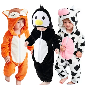 

Newborn Baby Boys Girls Rompers Colar Fleece Cartoon Romper Animal Onesies Kigurumi Sleepers Kids Hooded Jumpsuit Panda Costumes