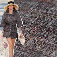 Красный малиновый Черный блесток Твид ткани полиэстер материалы для одежды женская куртка юбка швейная ткань портной