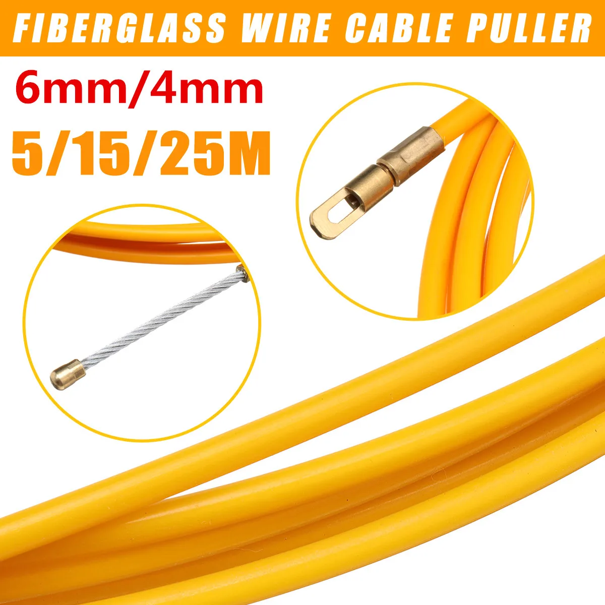 6mm 5m Fiberglass 5/10/20 м сэндвич-панелей из стекловолокна/провод с нейлоновой оплеткой кабель бег стержни провода рыбы потянув трубы воздуховоды Rodder провод держатель 3/4/6 мм Электрический шнур - Цвет: 6mm 5m Fiberglass