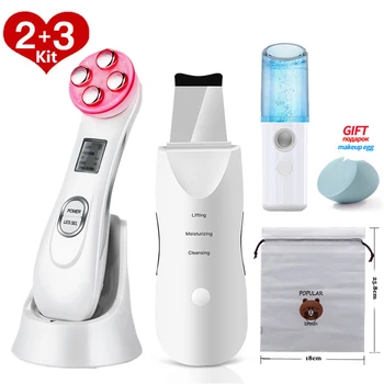 

VIP For FR Skin Scrubber Facial Cleansing Peeling Machine Blackhead Remover Pore Cleaner EMS LED Anti Aging Facial Massager EMS