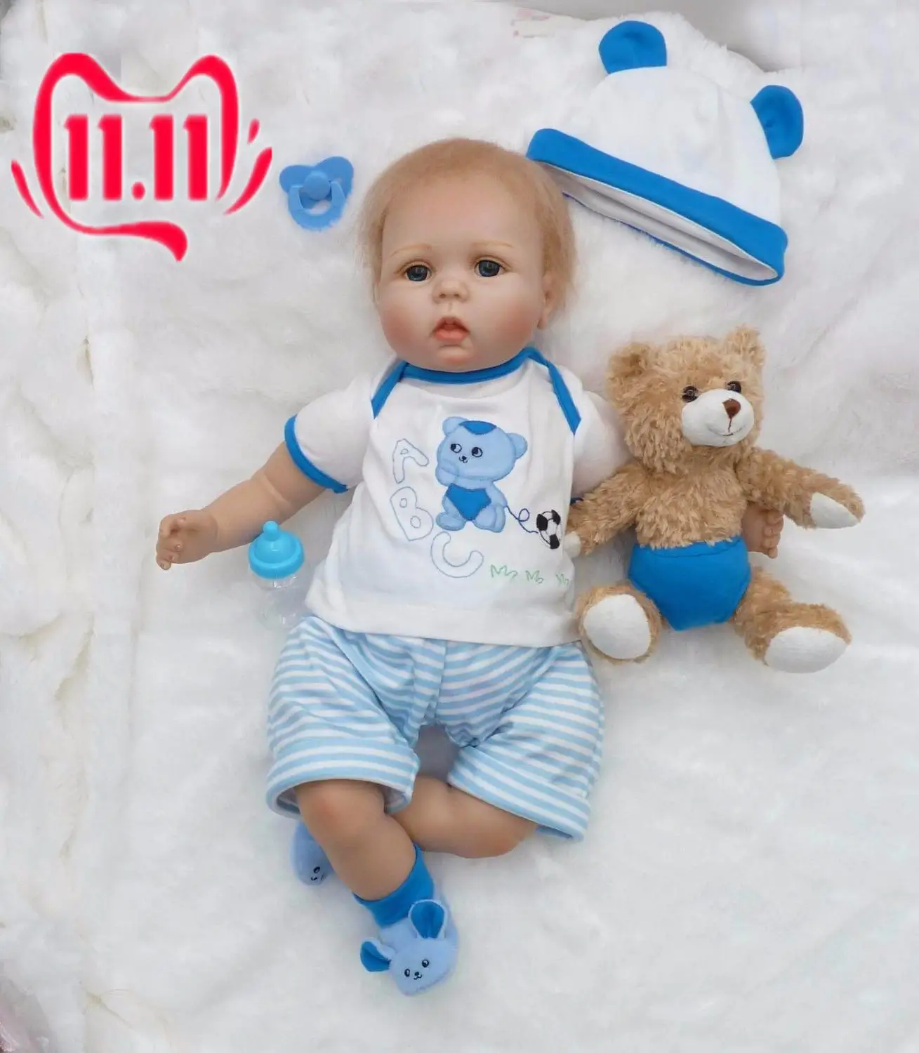 2 шт. 22 ''Близнецы ручной работы Reborn Baby Dolls мальчик+ девочка Силиконовые Reborn игрушки для новорожденных детей Bebe Reborn