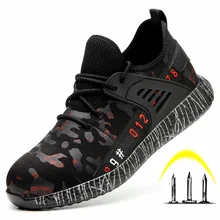 Неубиваемая обувь со стальным носком; Мужская Рабочая защитная обувь; прокалываемые слипоны; Легкие дышащие кроссовки; мужские