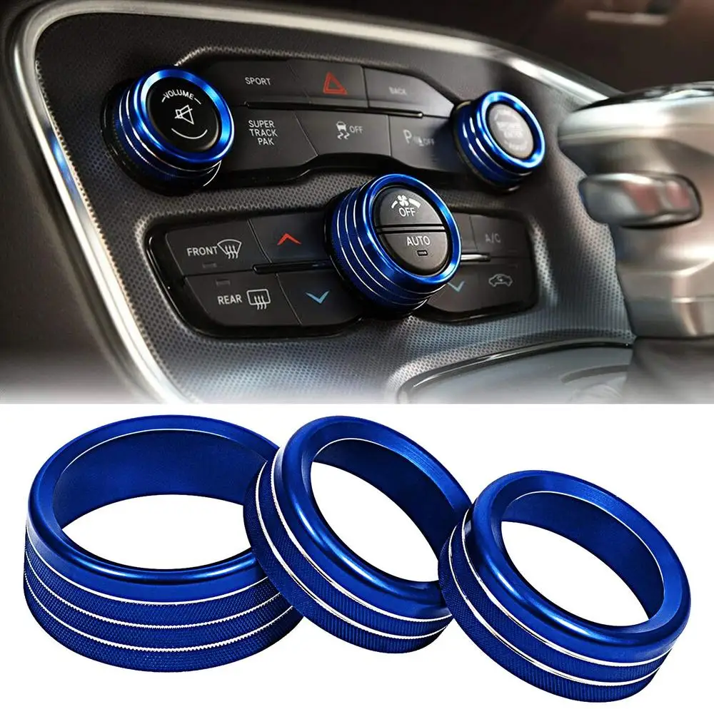 Car Knob Covers Air Conditioning Volume Radio Button Knob Cover For 2015- Dodge Challenger Charger RT SXT Scat Pack Daytona