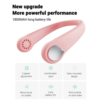 

M6 Mini USB Portable Fan Neck with Rechargeable Battery Ultra Quiet Wind Wearable Fan Handheld Air Conditioner Pink