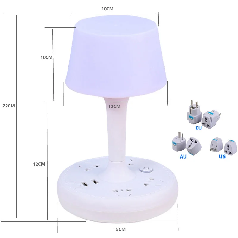 Multifunctional USB Socket Table Lamp Led USB Rechargeable Desk Lamp Eye Protection Learning Children Bedroom Bedside Lamp
