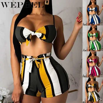 

Women Sunmmer Sexy Bikini Set Beach Wear Stripe High Waist Swim Suit Two-piece Suits