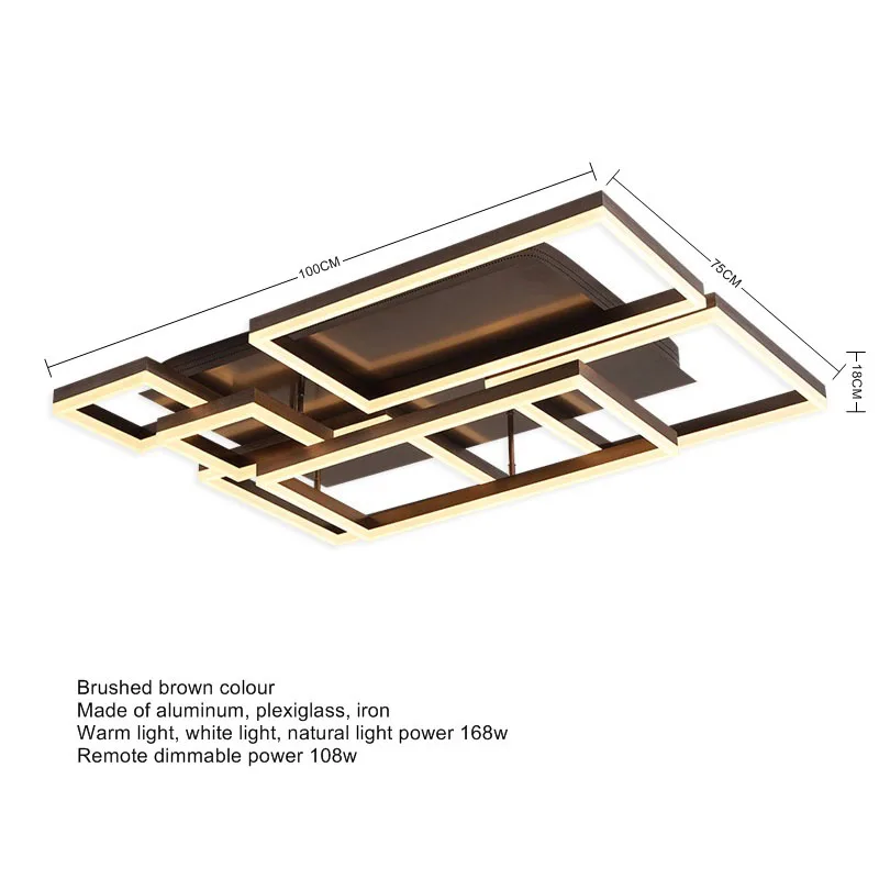 LOFAHS современный светодиодный потолочный светильник, светильник для гостиной, алюминиевый акриловый декоративный светильник для кухни, спальни, Домашний Светильник ing Wisdom House - Цвет корпуса: 6104-100x75cm brown