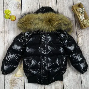 

children's winter down jacket 90% duck down real fur collar toddler snowsuit kids outerwear for baby boys girls 0-12 parkas coat