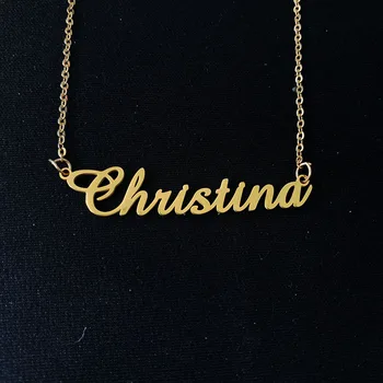 

2020 Customized Stainless Steel Name Necklace Cursive Dainty Customized Necklace Script Name Jewelry Custom Word Children Name