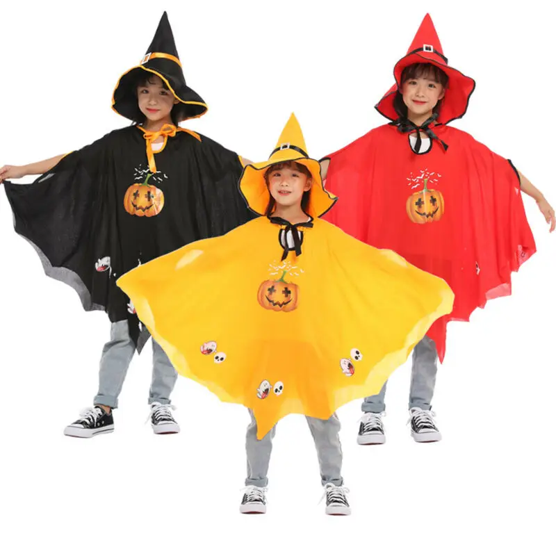 Kinder Kinder Halloween Wizard Hexe Mantel Cape Robe Party Set Hut Kostüm W8S4 