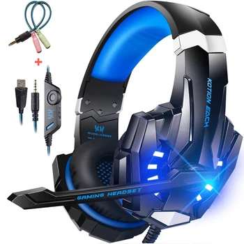 Auriculares Gaming Con Cable y micrófono Con luz para teléfono móvil cascos de graves profundos Con Cable para PS4,PC, nueva Xbox
