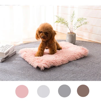

Long Plush Pet Dog Cat Bed Blankets Fluffy Dog Cat Bed Mats Deep Sleeping Soft Thin Covers for Large Dogs Solid Cats Mattress