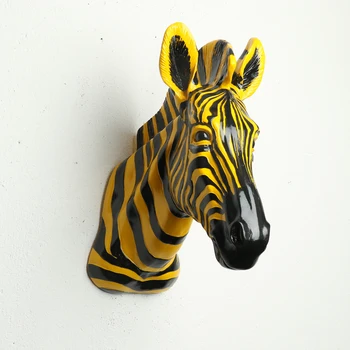 

Creative Simulation Zebra Head Figurine Wall Decoration 3D Animal Resin Horse Art Sculpture Home Wall Hanging Decoration R2685